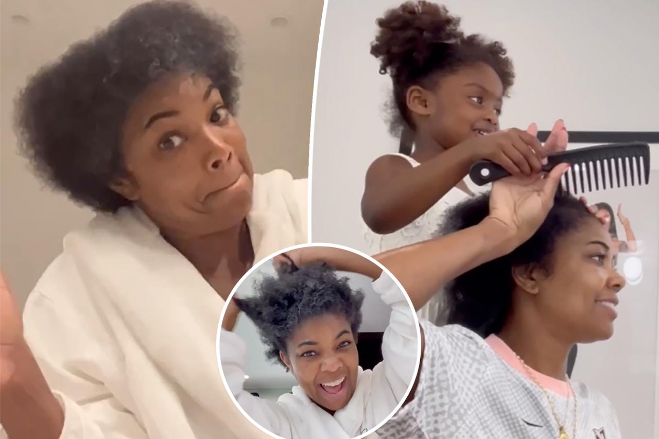 Gabrielle Union shows off natural hair, including 'all the grays'
